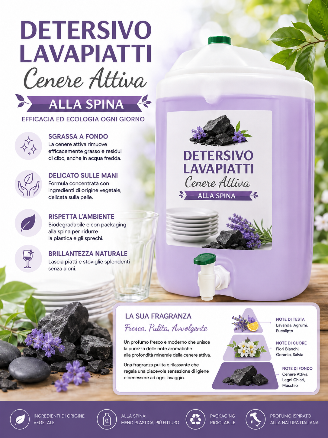 Lavapiatti cenere attiva