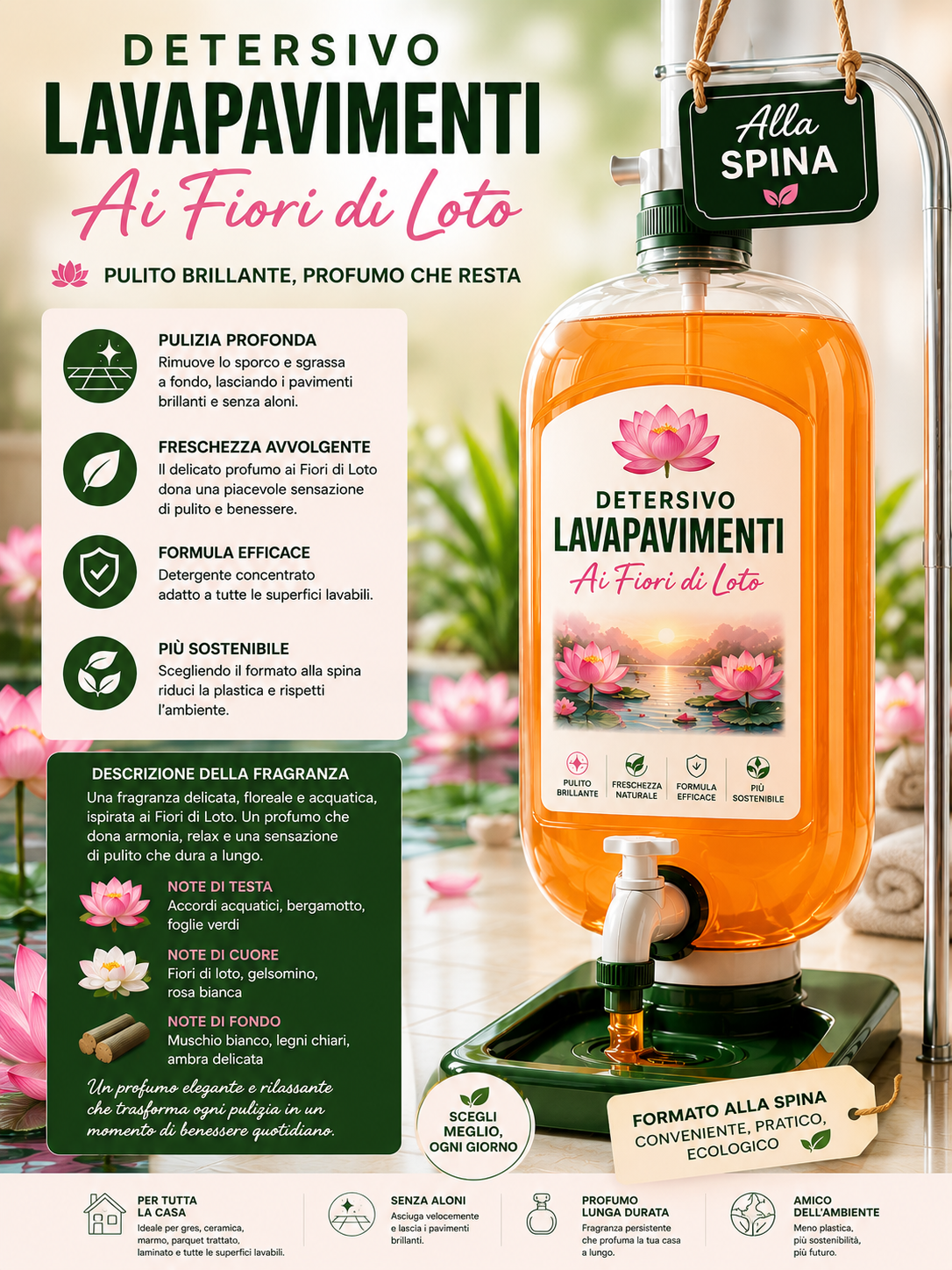 Lavapavimenti fiori di loto