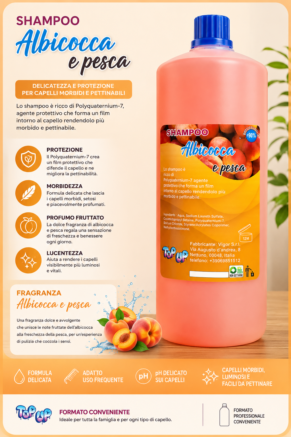 Shampoo albicocca e pesca da 1KG