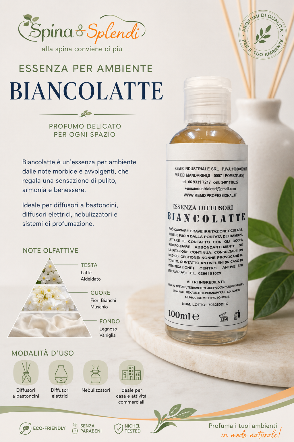 Essenza per ambiente biancolatte 100ml