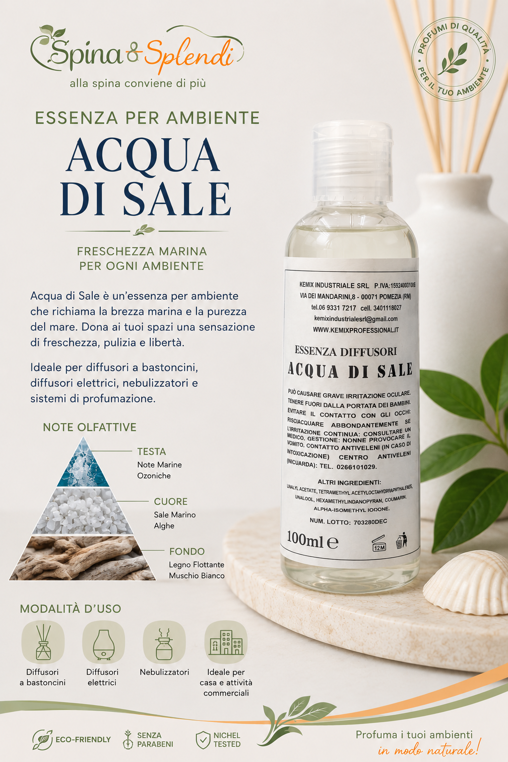 Essenza per ambiente acqua di sale da 100ml