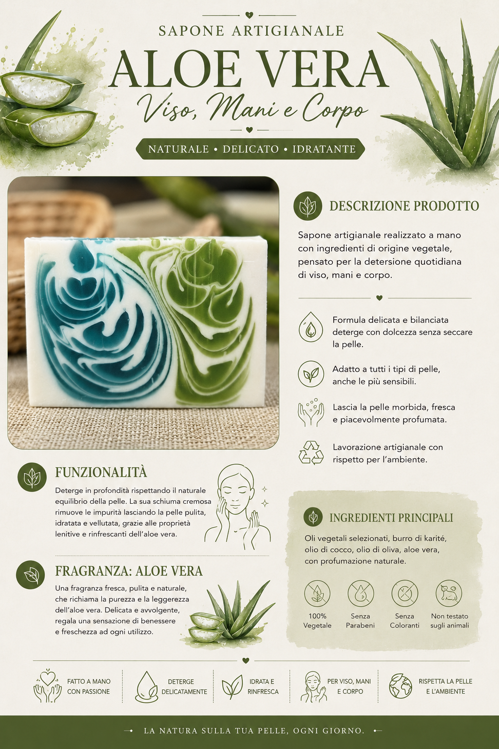 Sapone colato a mano aloe vera