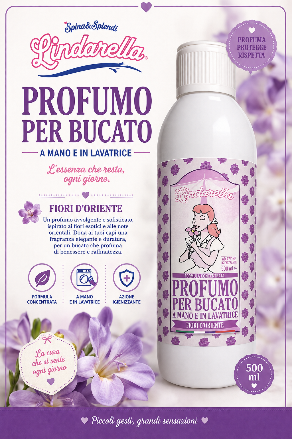 Profumo per bucato e pavimenti fiori d'oriente da 500ml
