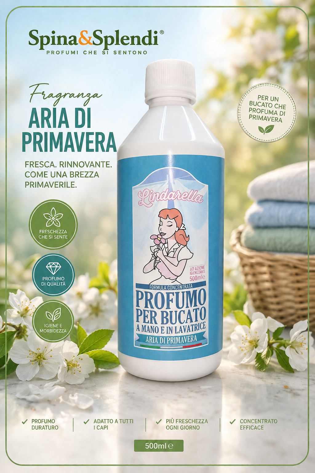 Profumo per bucato e pavimenti aria di primavera da 500ml