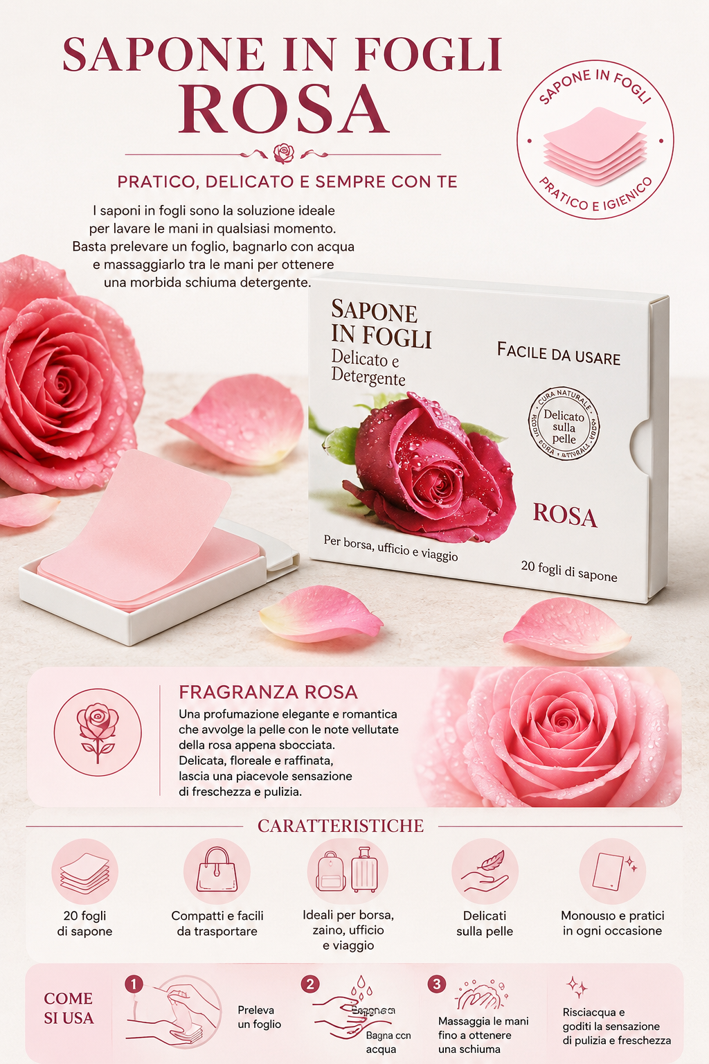 Sapone in fogli rosa