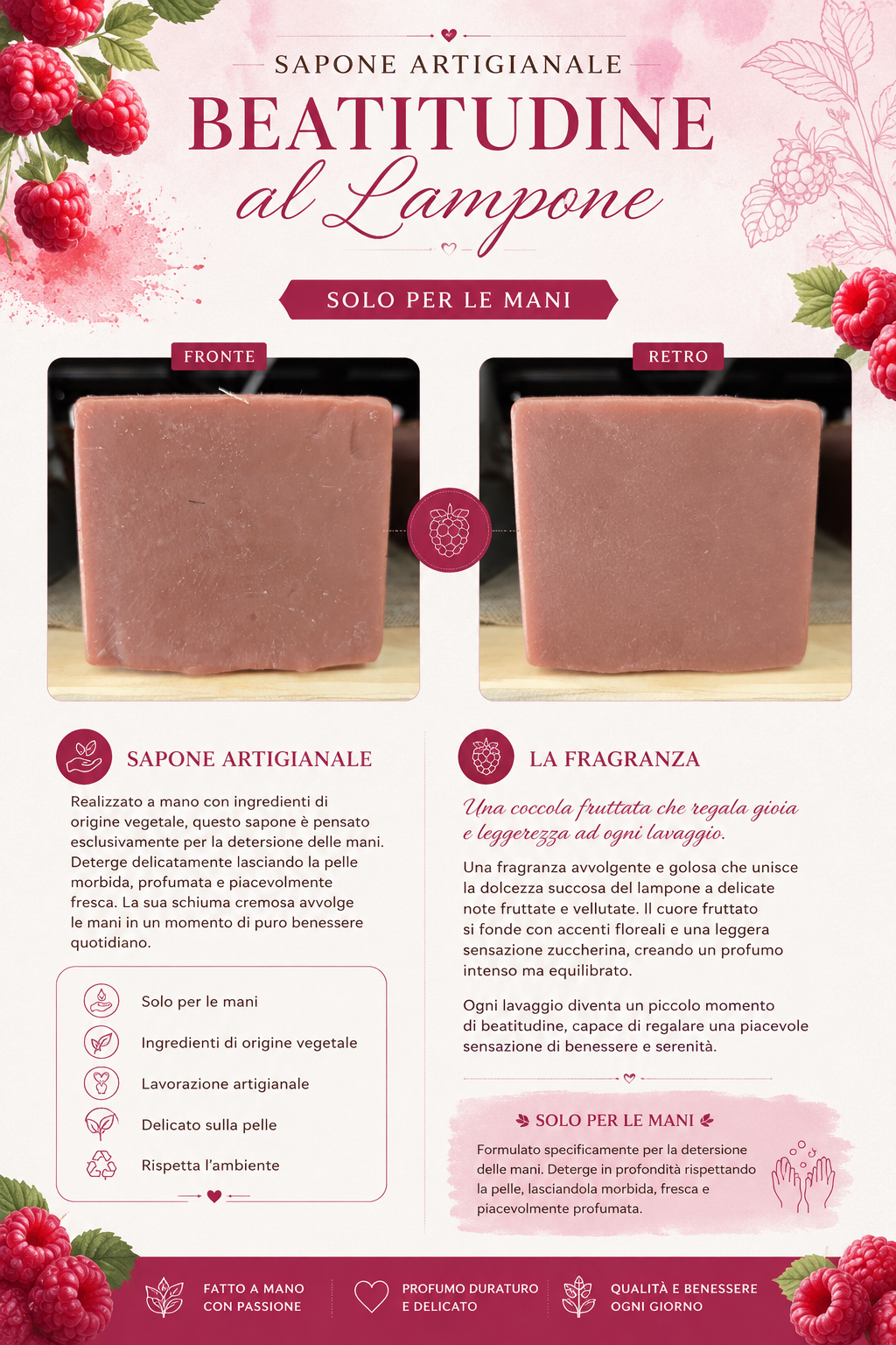 Sapone artigianale beatitudine al lampone