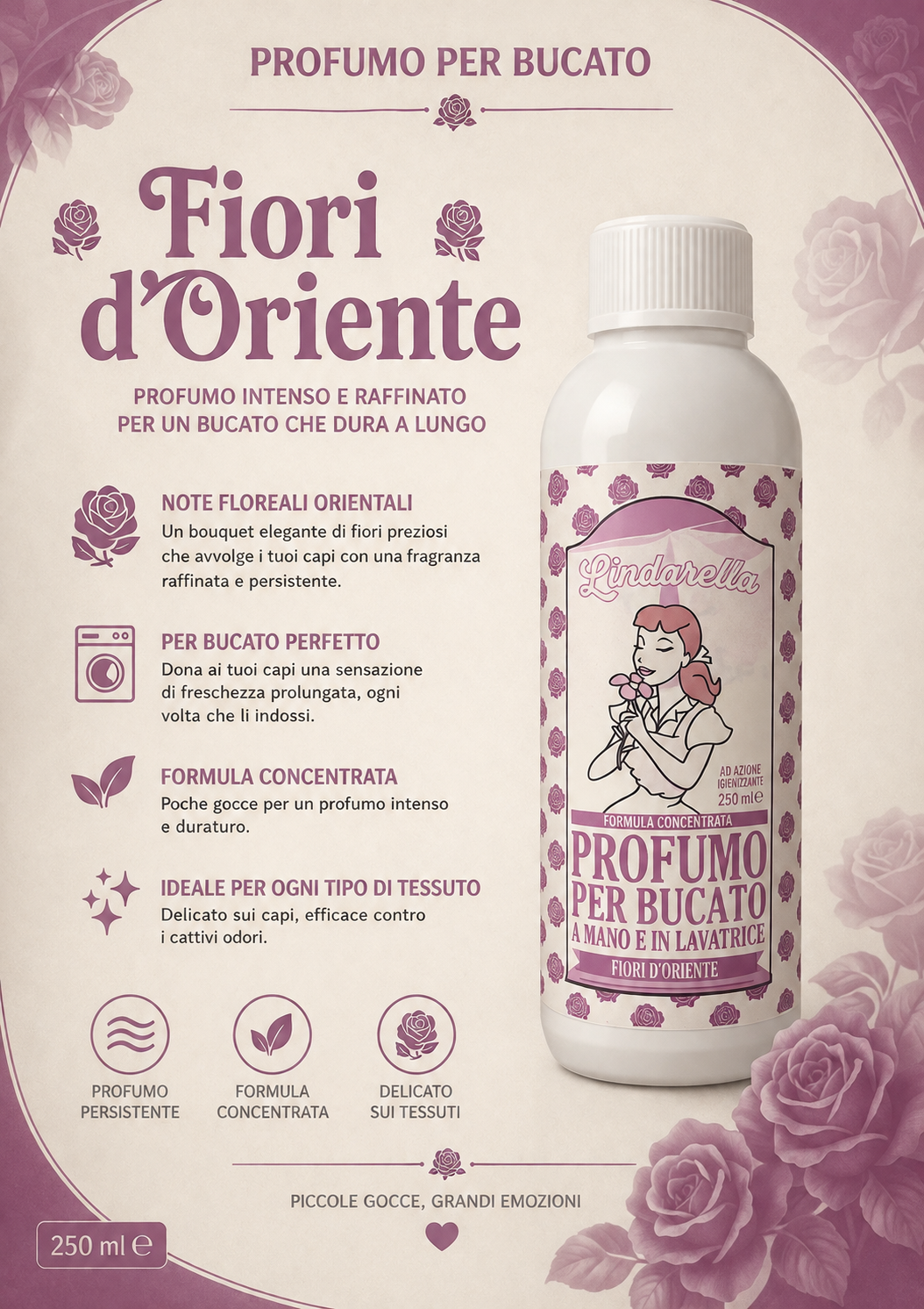 Profumo per bucato e pavimenti  fiori d'oriente da 250ml