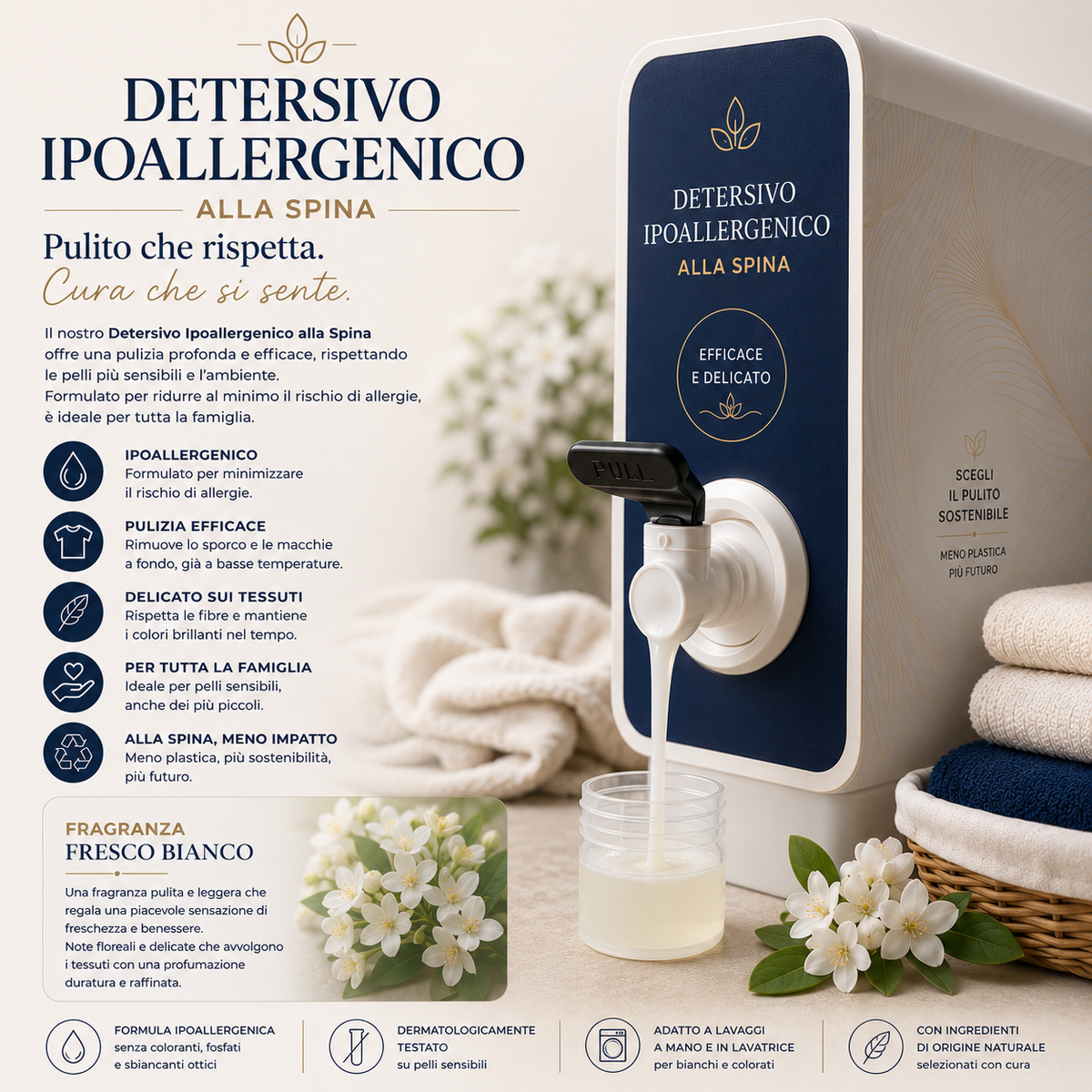Detersivo a mano e in lavatrice ipoallergenico