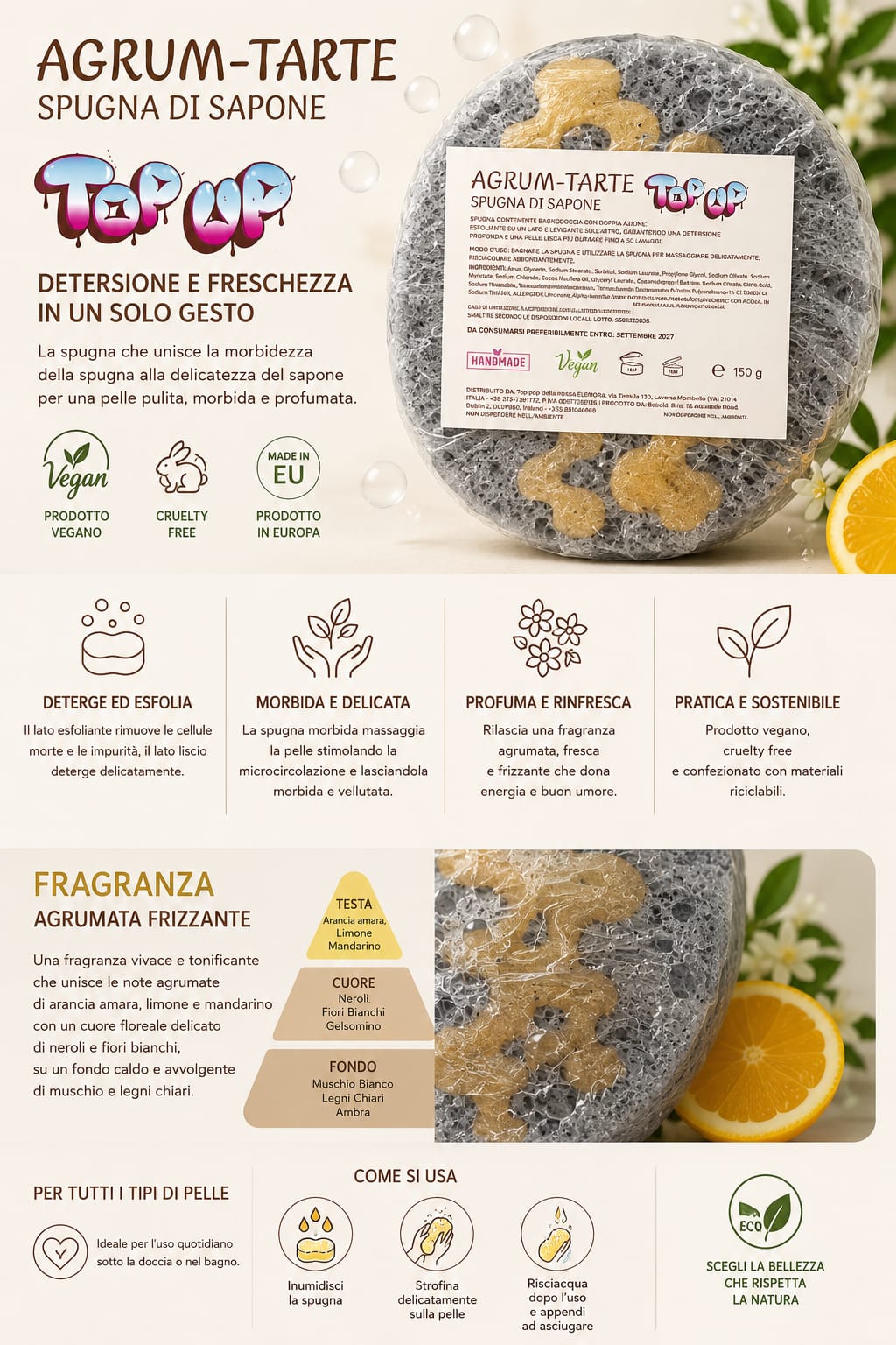 Spugna di sapone agrume-tarte