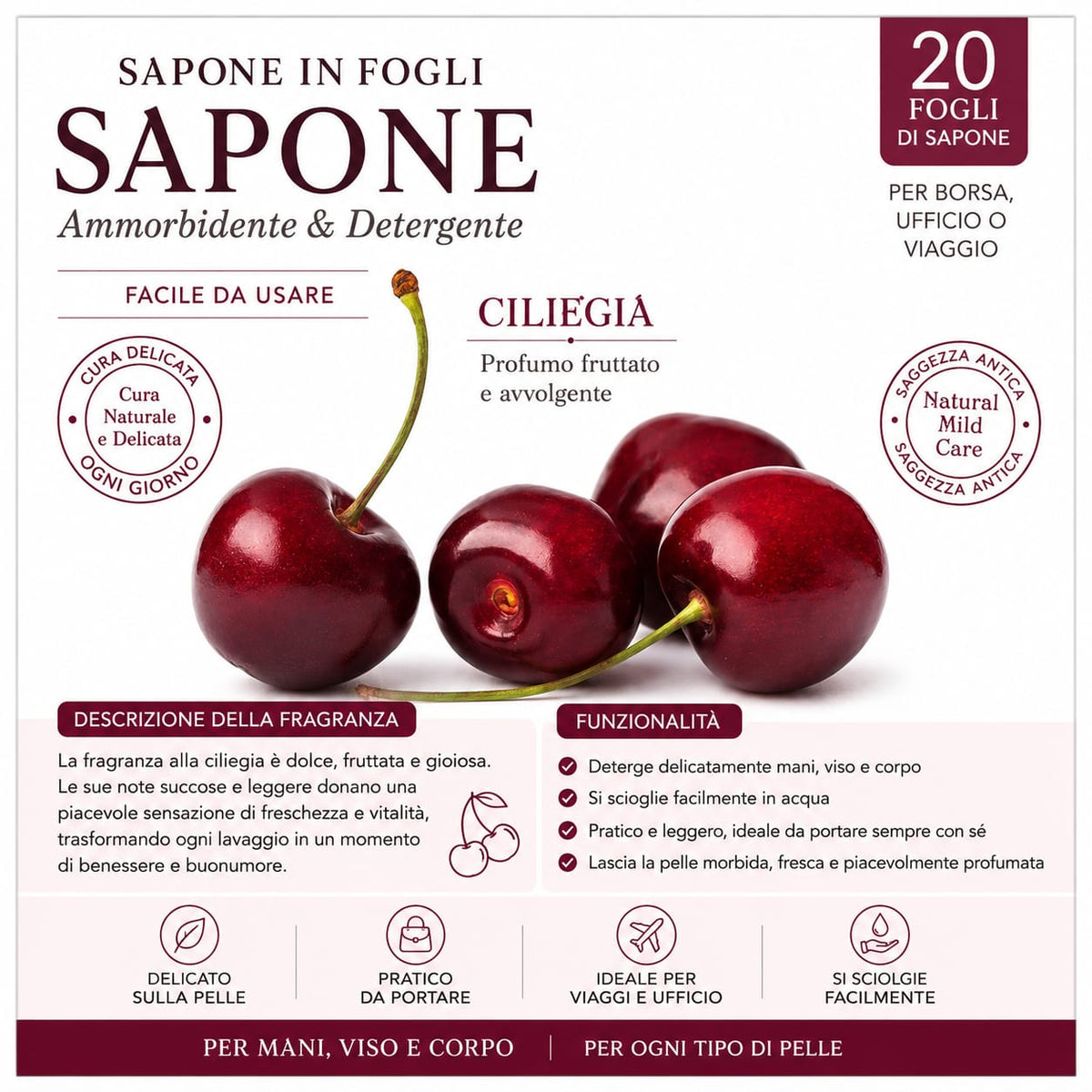 Sapone in fogli ciliegia
