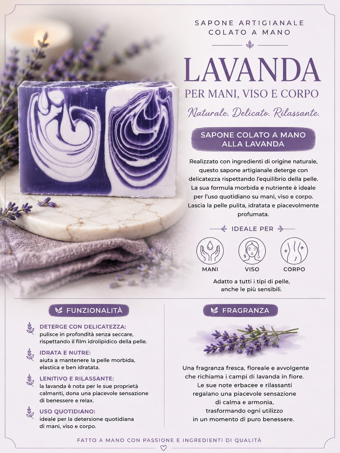 Sapone colato a mano lavanda