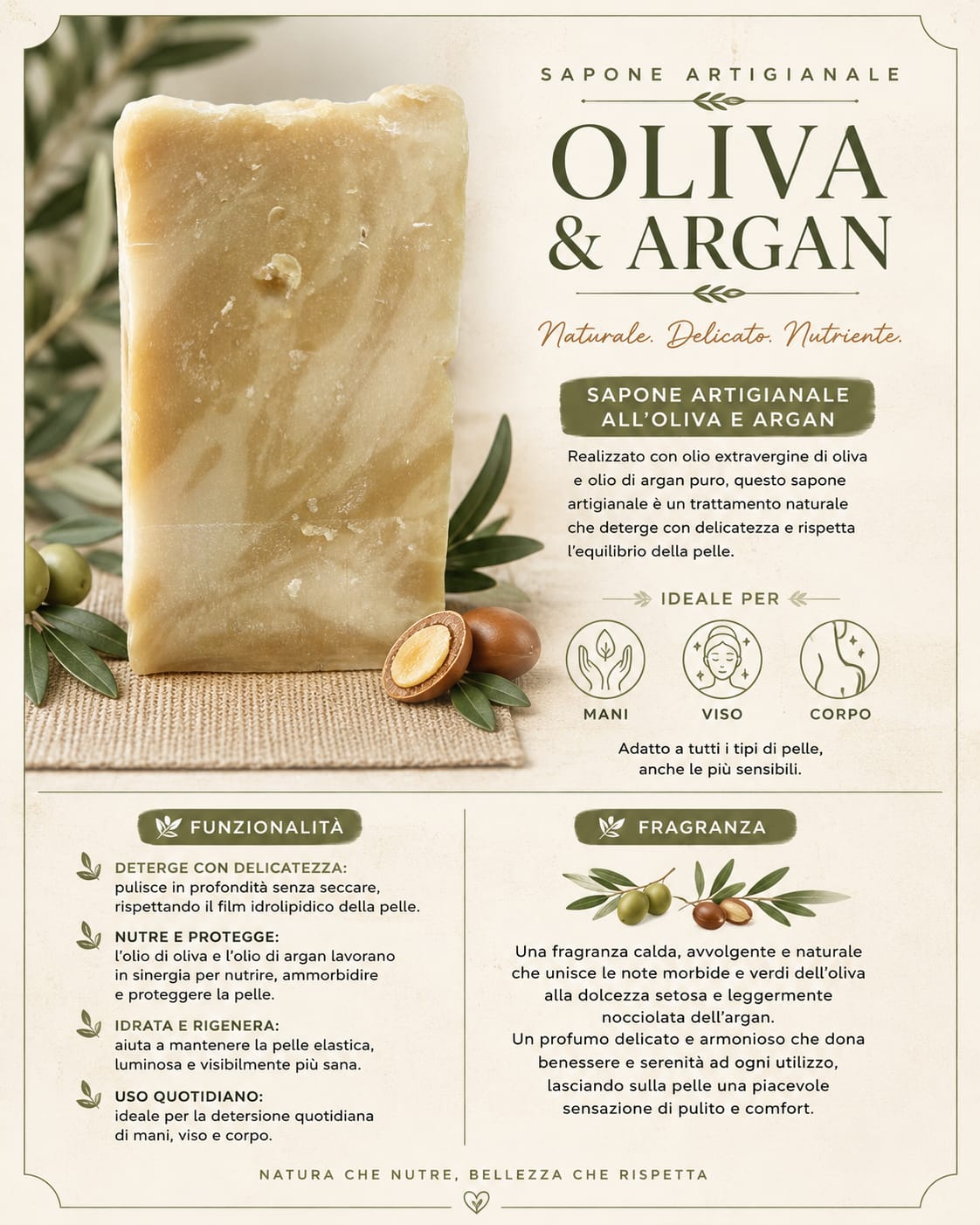 Sapone artigianale oliva e argan