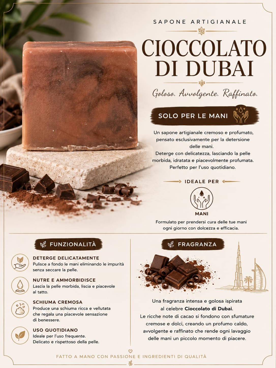 Sapone artigianale cioccolato di Dubai
