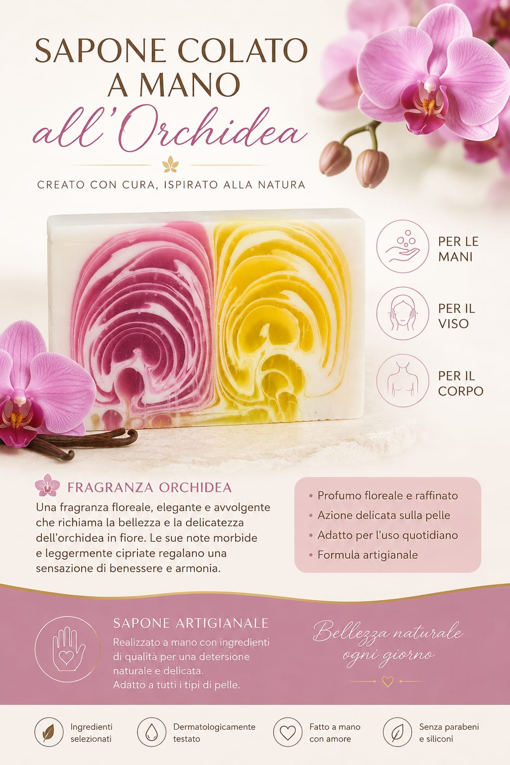 Sapone colato a mano orchidea