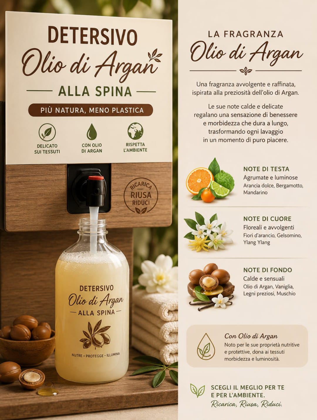 Detersivo a mano e in lavatrice olio di argan