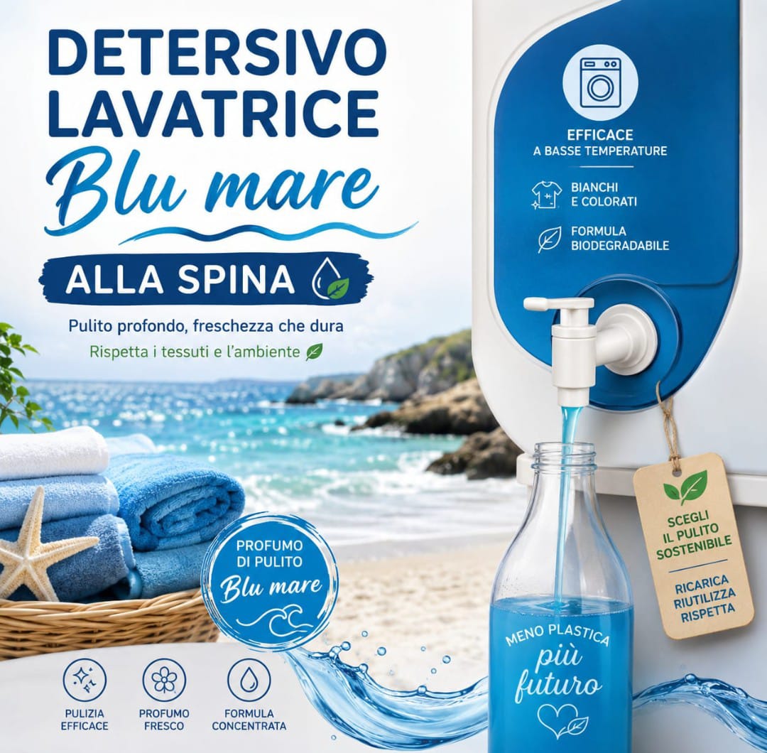 Detersivo a mano e in lavatrice blu mare