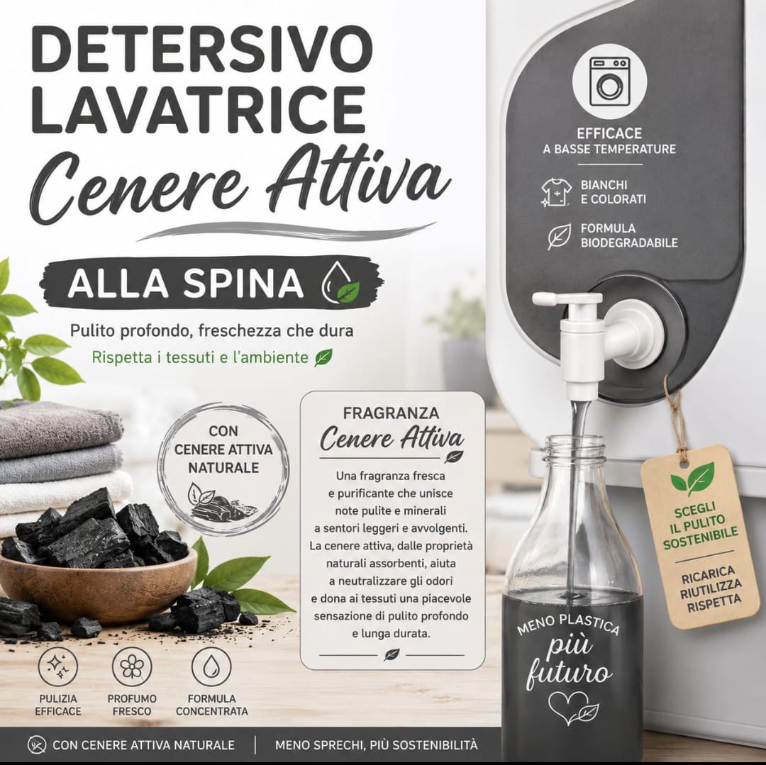 Detersivo a mano e in lavatrice cenere attiva