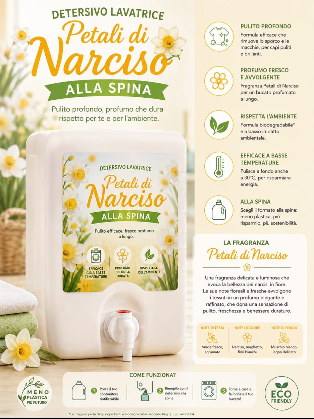 Detersivo a mano e in lavatrice petali di narciso