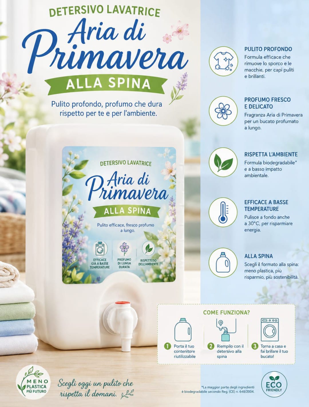 Detersivo a mano e in lavatrice aria di primavera