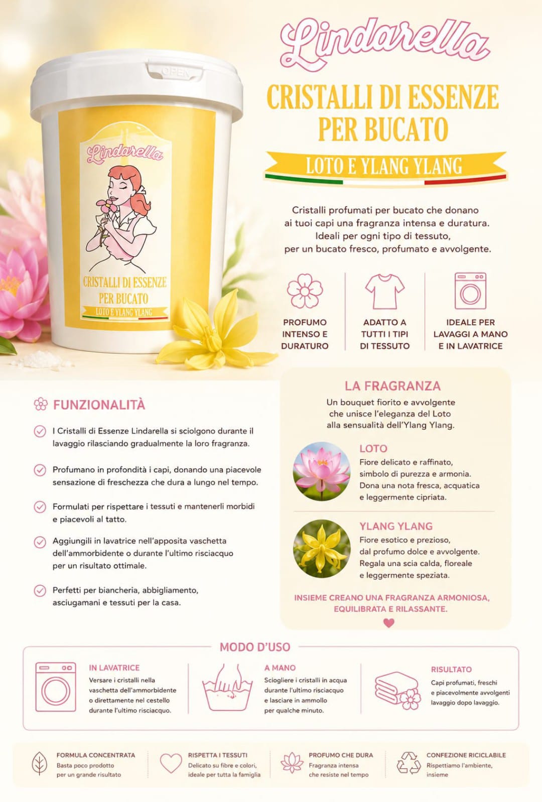 Cristalli di essenza loto e ylang ylang