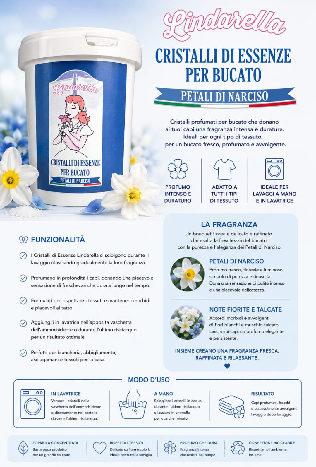 Cristalli di essenza petali di narciso
