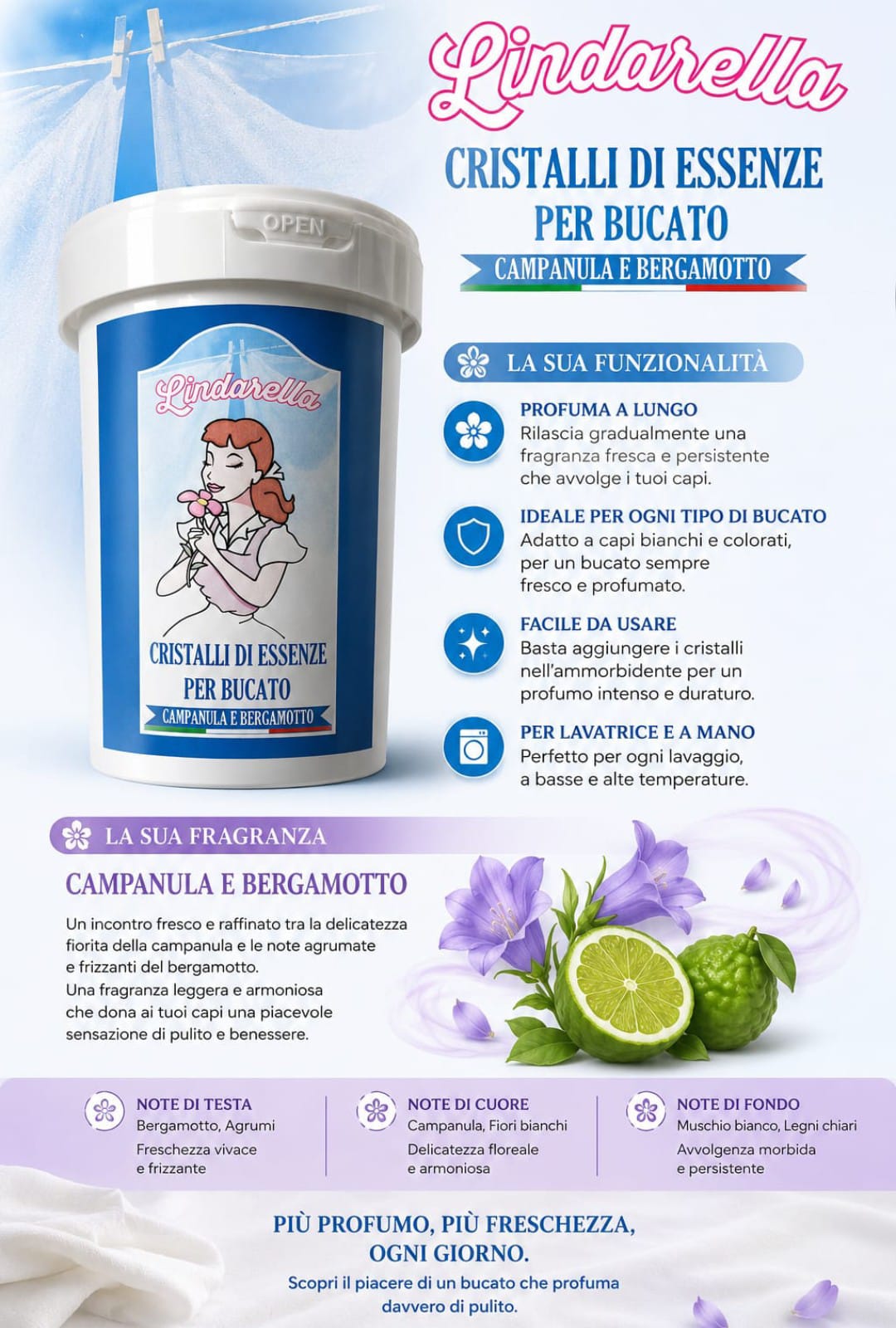 Cristalli di essenza campanula e bergamotto