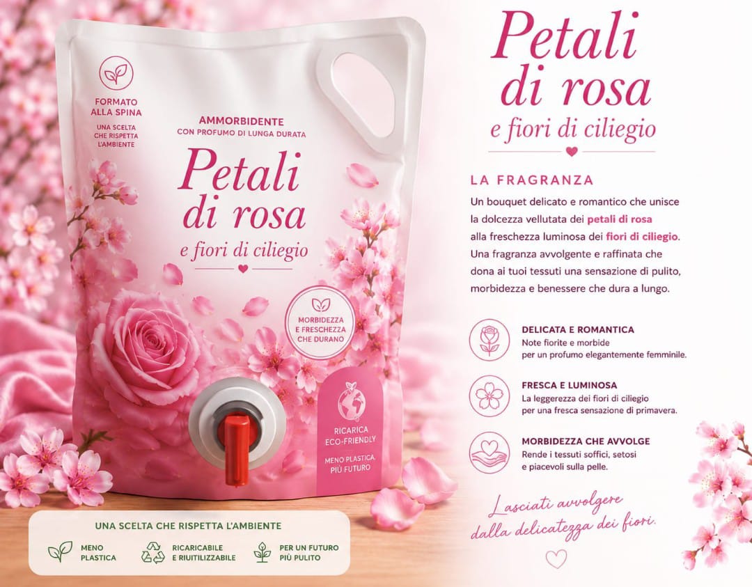 Ammorbidente petali di rosa e fiori di ciliegio