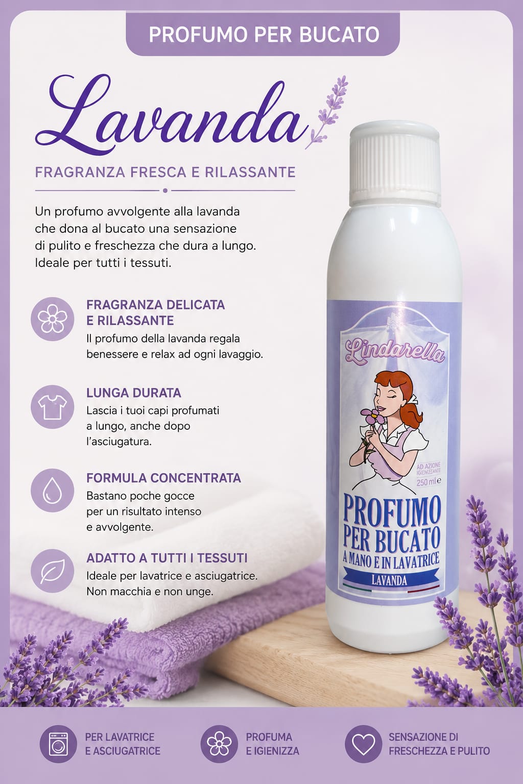 Profumo per bucato e pavimenti lavanda da 250ml