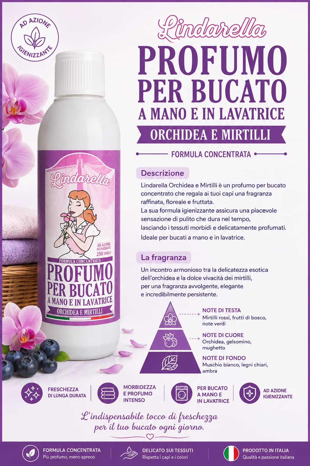 Profumo per bucato e pavimenti orchidea e mirtilli da 250ml